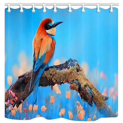 Amazon Com Clfhyte Animal Bird Shower Curtain Thrush On Tree