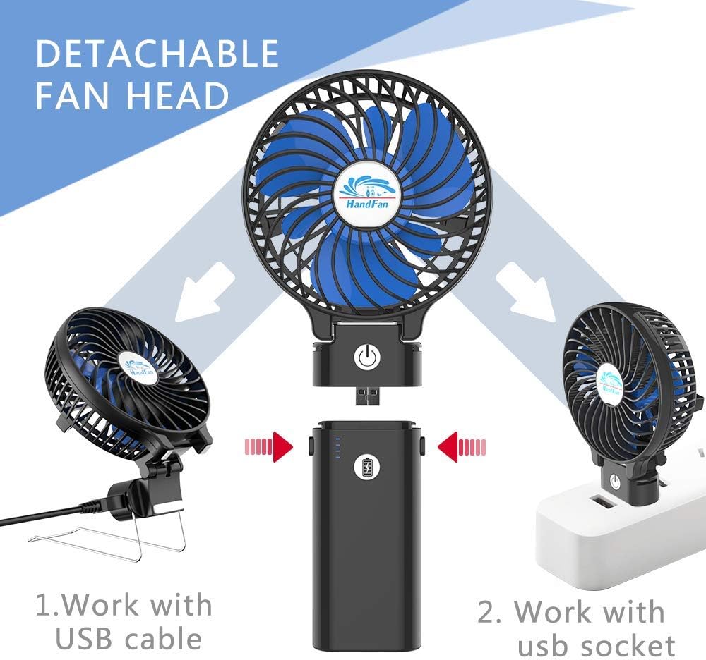 HandFan Portable Handheld Fan, 2 in 1 Hand-Fan, 5200mAh Rechargeable Battery Operated, Personal Foldable Makeup Fans on Desk - Image 4