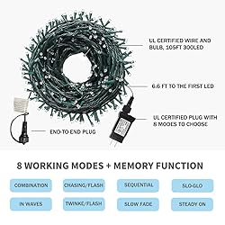 VTECHOLOGY 105FT 300 LED Christmas String Lights