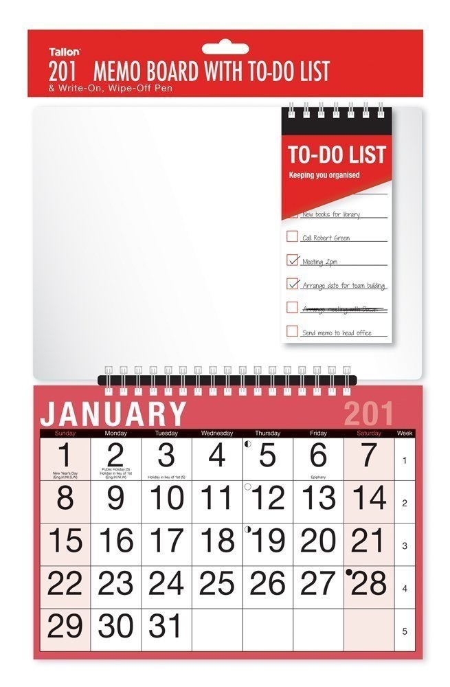 Tallon 2022 Spiral Bound Memo Board Calendar, To Do List & Write on Wipe Off Pen - Work Office Home, 3811