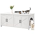 VEVOR Cat Litter Box Enclosure for 2 Cats, Litter Box Furniture Hidden with Double Rooms, Wooden Cat Box Cabinet Fit Most of Litter Box, 47.2" L x 18.5" W x 19.7" H, White