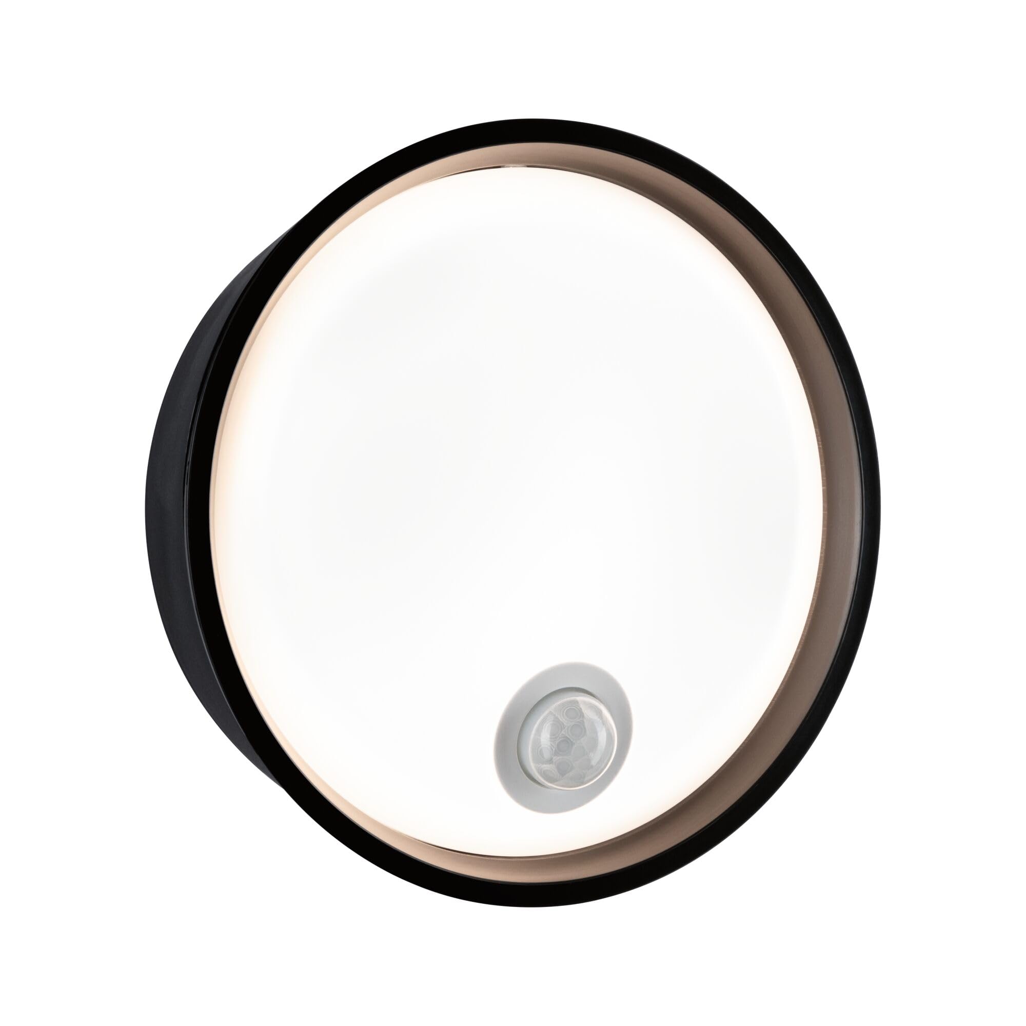 Paulmann 94698 LED outdoor luminaire wall luminaire Platomo motion sensor seawater resistant IP44 round 180mm 3000K 14.5W 1200lm black plastic