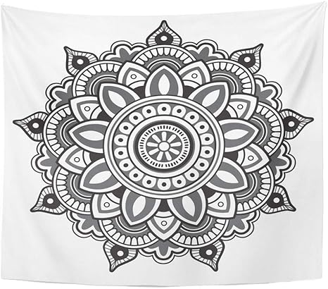 Amazon Co Jp Emvency タペストリー 曼荼羅 60x80インチ ヘンナ 曼荼羅 円形模様 タトゥー フラワー インド モロッコ 抽象画 アラビア アジア 装飾 壁掛け リビングルーム ベッドルーム 寮 50 Lx60 W シルバー ホーム キッチン