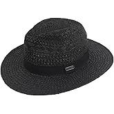 Straw Fedora Panama Hat for Women Men - Summer Beach Sun Hats Wide Brim UV Protection Lightweight