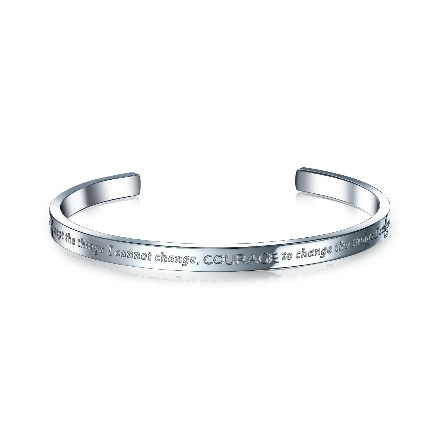 Bling Jewelry Unisex Inspirational Message Quotable Religious Mantra Stackable Serenity Prayer Cuff Bracelet For Men Women Stainless Steel