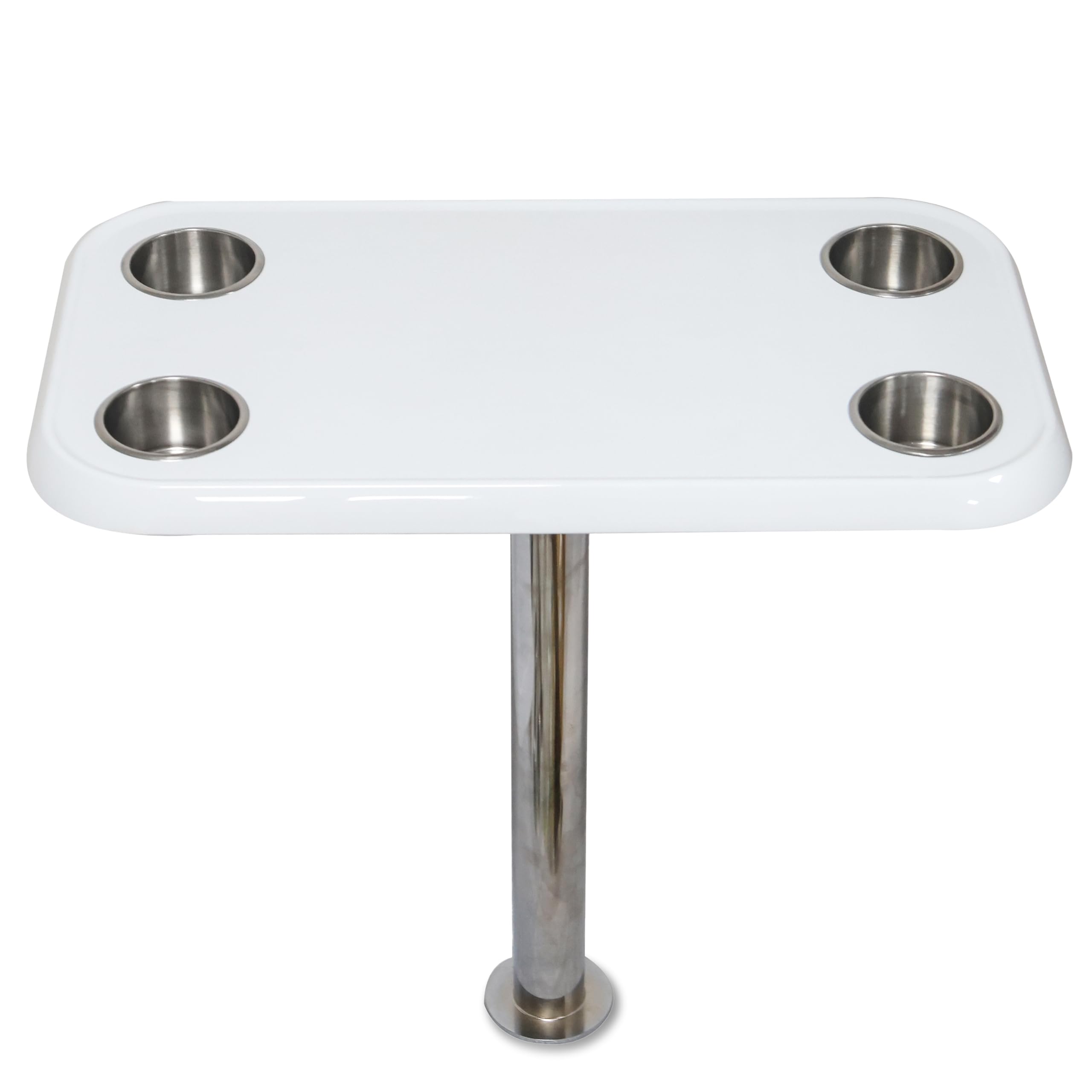 Photo 1 of White Pontoon Boat Table Top & Post - No-Wobble Pontoon Table with Flush Mount Anchor & Stabilizing Floor Plate - Easy-to-Install, Compact Design with Modular Accessory Mount - Available in 6 Colors