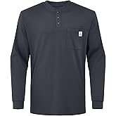 VANLENS FR Shirts for Men Flame Resistant Light Weight 6.5oz Long Sleeve Henley Shirts CAT2 NFPA2112 FR Clothing
