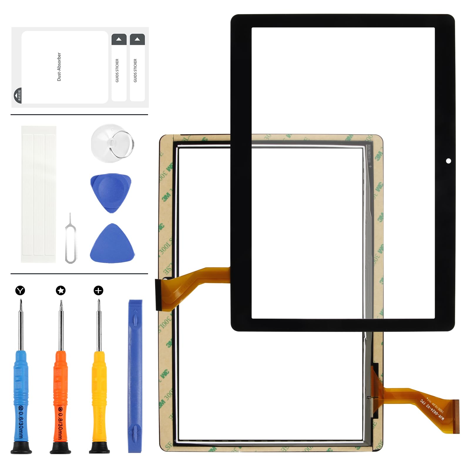 LADYSON New Touch Screen Panel Digitizer Full Glass Replacement Kits For 10.1" Dragon Touch K10 Tablet Camera Hole 11CM (Not LCD) (Black)
