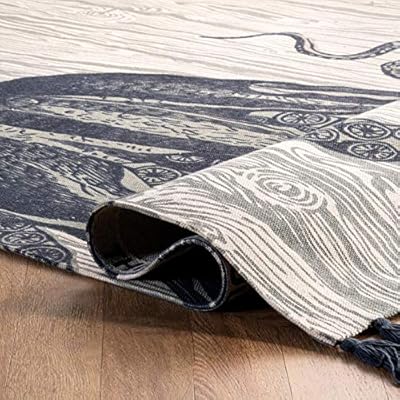 nuLOOM Thomas Paul Printed Octopus Over Board Tassel Area Rug, 3' x 5', Ivory 61yL5LL7WUL