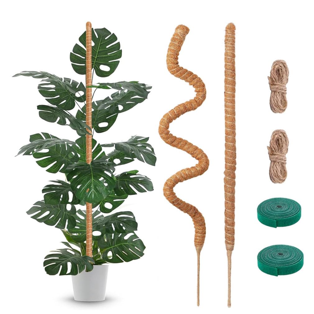 Bendable Moss Poles, Indoor Outdoor Plant Support，Handmade Coconut Fiber Pole Plant Holders, Moss Poles for Climbing Plants, Crawling Plants Growing Upwards