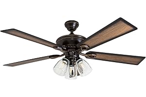 Prominence Home Glenmont, 52 Inch Farmhouse LED Ceiling Fan with Light, Pull Chain, Three Mounting Options, Dual Finish Blades, Reversible Motor - 40278-01 (Oil-Rubbed Bronze)