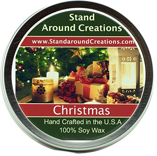 Premium 100% All Natural Soy Wax Aromatherapy Candle - 6 oz Tin Christmas: Christmas combines orange spice notes from the kitchen, fir and pine notes from the Christmas tree, and an earthy smokiness from the fireplace. This fragrance is infused with natural orange, cinnamon, and pine essential oils.