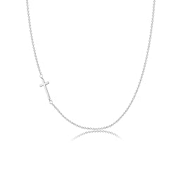 ASCOMY Dainty Silver Sideways Cross Pendant