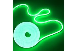 NEONLG 14400lm LED Neon Flex with Clips, 16.4ft Neon Rope Lights Outdoor/Indoor, Cuttable LED Strip Lights for Bedroom, DIY Squiggle Squiggly Light Garden Desk Mirror Wall Decor, Green