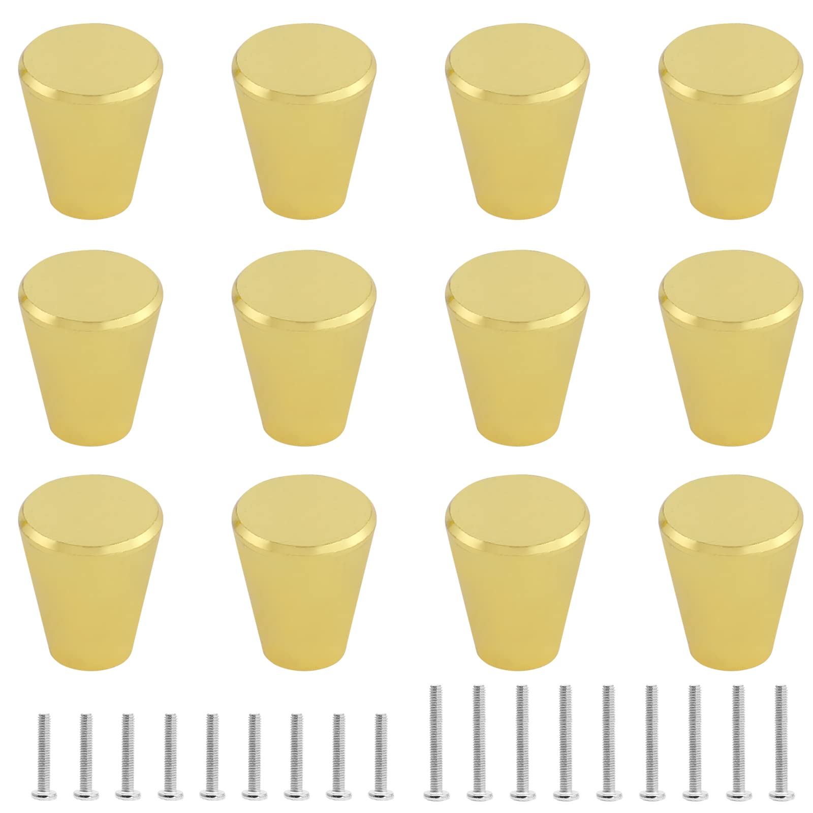 12 Pack Polished Gold Cabinet Knobs Gold Drawer Knobs Cone Shaped Solid  Dresser | eBay