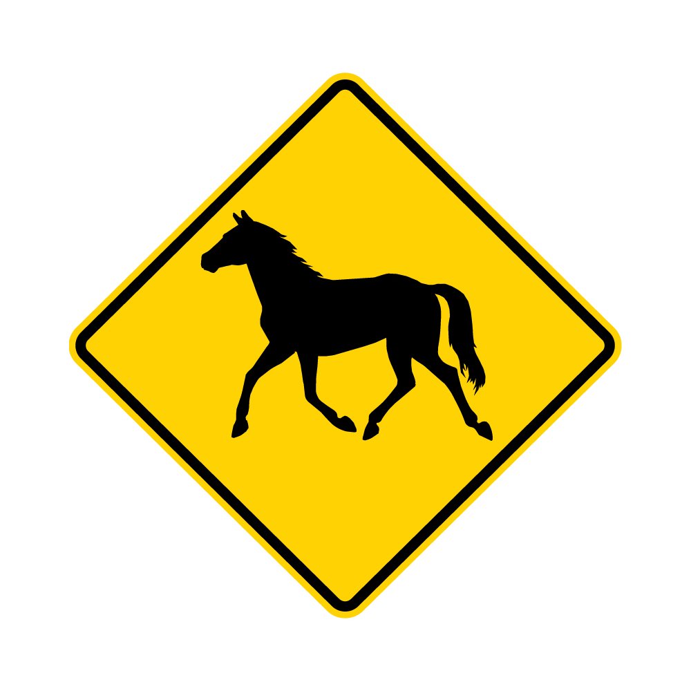 Horse Crossing Symbol Warning Sign - 36 x 36-3M