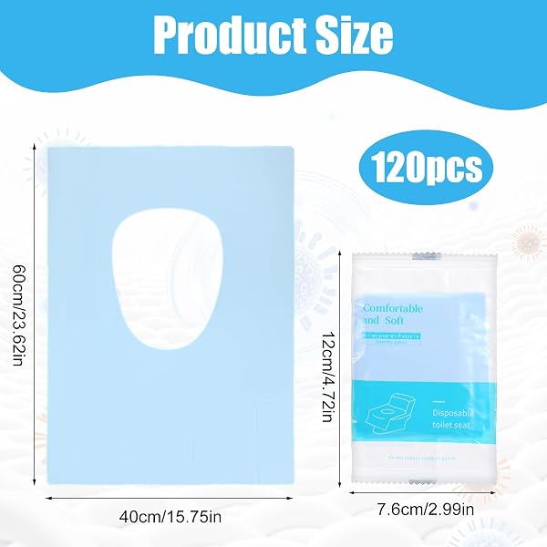 COMNICO 120 PCS DISPOSABLE TOILET SEAT COVERS, INDIVIDUALLY WRAPPED DISPOSABLE SEAT COVERS PORTABLE NON-SLIP LINERS TRAVEL ACCESSORIES FOR ADULTS TRAVEL HOME HOTEL HOSPITAL