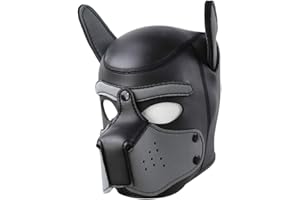 Moleney Adults Neoprene Puppy Hood Mask, Removable Cosplay Dog Full Face Pup Hood Mask