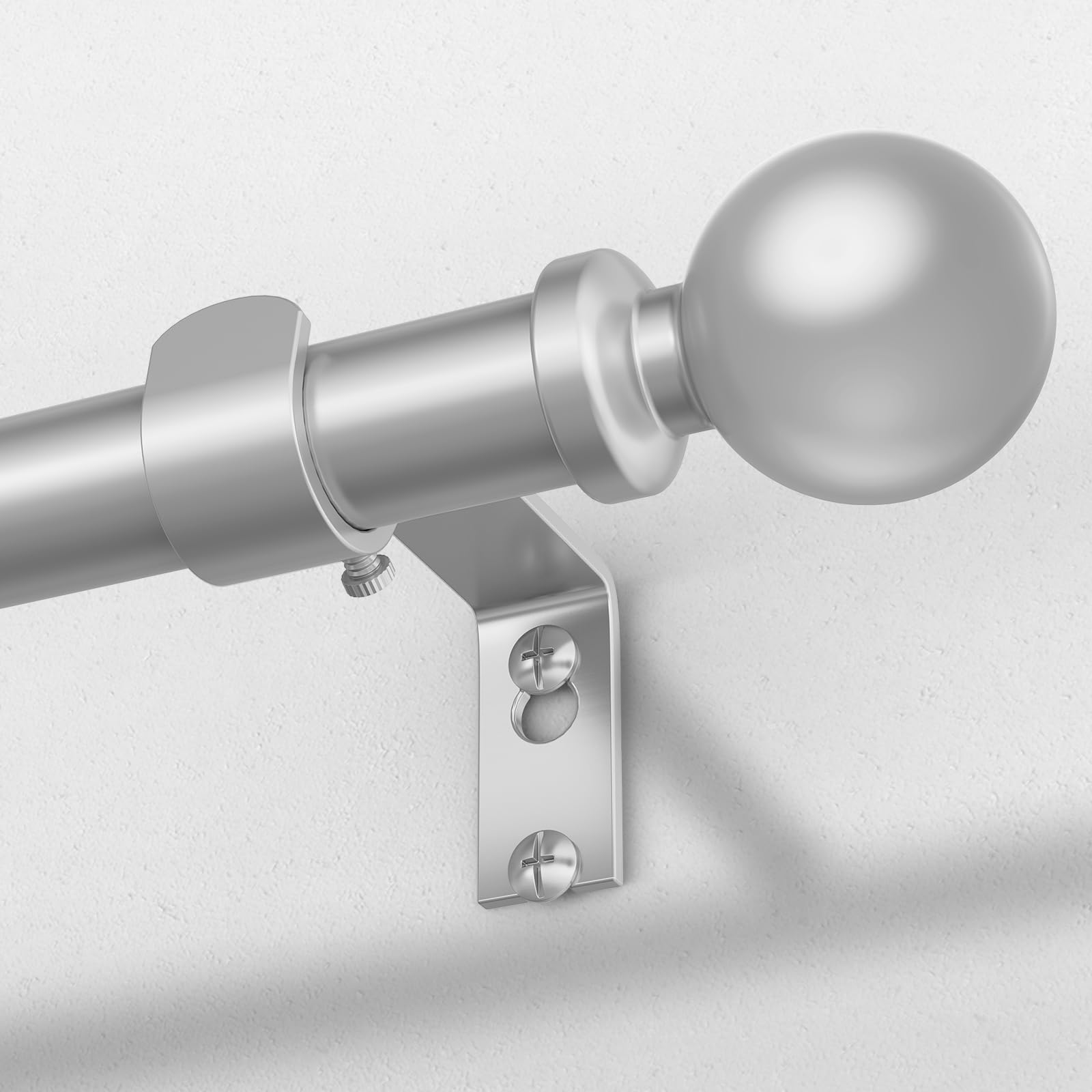 Wolistsa Extra Long Silver Curtain Rod, 1 Inch Adjustable Heavy Duty Curtain Rods for Windows 72 to 144 Inch, Decorative Modern Window Treatment Rods, Splicing Metal Drapery Pole, Easy Installation Image