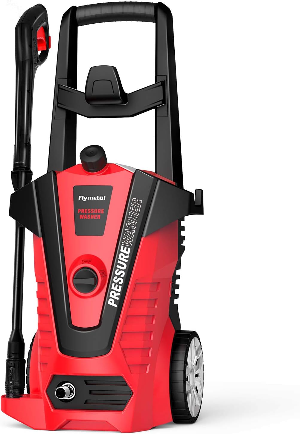 Flymetal Electric Power Washer 3000 PSI 1.85 GPM Professional Car Pressure Washer with Hose Hook and Adjustable Nozzles, Red