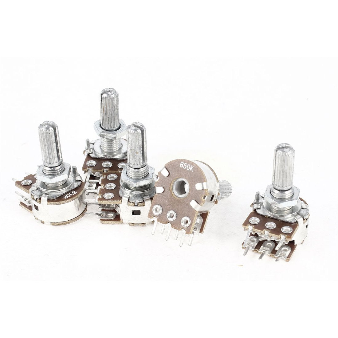 Sourcingmap 5 Pieces 50K Ohm 6 Terminals Dual Linear Rotary Taper Potentiometers