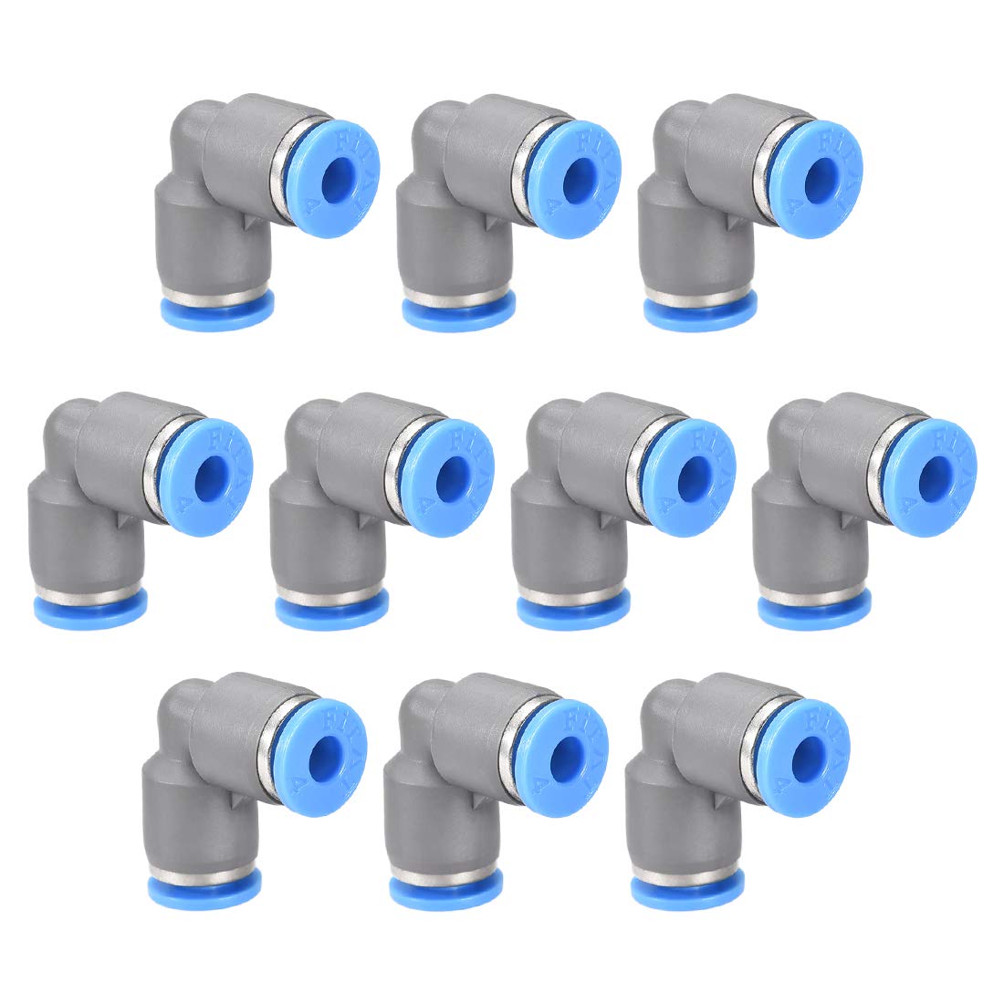 sourcing map Elbow Push to Connect Air Fittings 4mm Tube OD Pneumatic Quick Release Connectors Grey 10Pcs