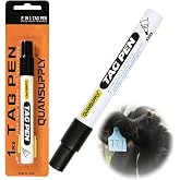 QUANSUPPLY Ear Tag Marking Pen, Cattle Ear Tag Marker, with Special Black Ink, Long Lasting and Fade-resistant, Tag Pens for Livestock Ear Tags