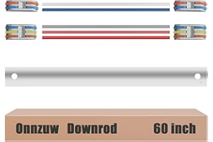 Onnzuw 60 inch Ceiling Fan Downrod with 5 Extension wires and 4 Wiring Clips, White Ceiling Fan Extension Downrod【1 inch Outer Diameter】 Suitable for Various Ceiling Fans (White, Non Threaded)