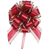 HQJAXJ 6 Pieces Bows for Gift Wrapping Pull Bow Ribbon Pull Bows for Christmas Wedding Baskets Valentine's Day Bows 6 inch Pull Bow for Gift Wrapping (Wine Red)