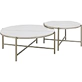 Acme Zaidee Metal Nesting Table Set with Marble Top in Bronze (Set of 2)