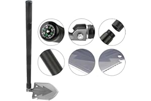 Stealth Angel Survival - Compact Black Aluminum 15-in-1 Multi-Function Folding Shovel