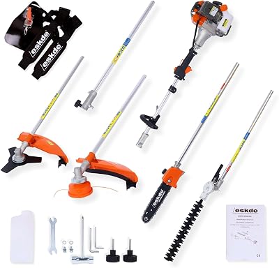 eSkde 5-In-1 Garden Multi Tool 52cc Petrol Strimmer Hedge Cutter Chainsaw