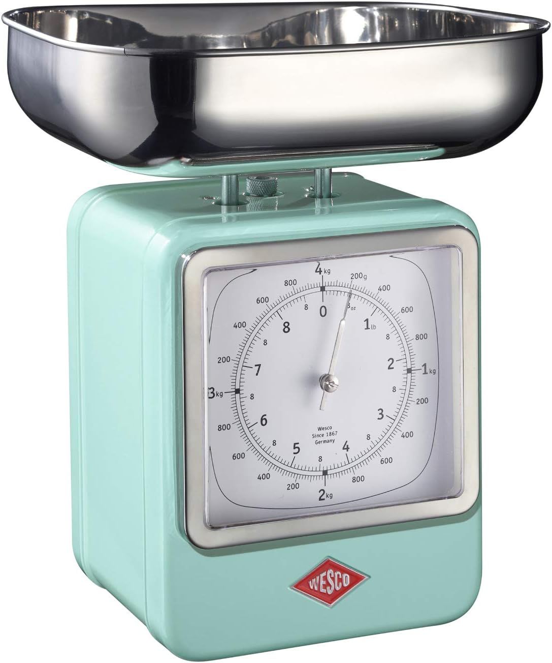WESCO 322 204 51 Retro Scales with Clock, Stainless Steel, 15 x 13 x 27 cm Mint