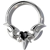 COCHARM Wings of the Obsidian Heart Septum Rings 16G Septum Jewelry Surgical Steel Helix Daith Earrings for Women Men Daith Piercing Jewelry 8/10MM