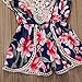 Newborn Baby Girls Floral Ruffle Lace Sling Short Romper Sleeveless Bodysuit (18-24M, Dark Blue)