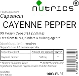 Nutrics Cayenne Pepper 550mg 90 V Capsules Vegan Supplement view 3