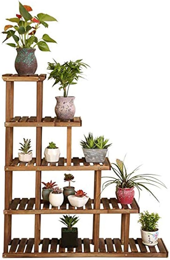 estantes de madera para macetas
