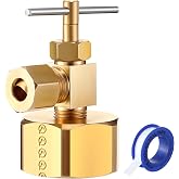 Enhon 3/4 In Garden Hose to 1/4 In Compression Needle Valve | With Washer and PTFE Thread Seal Tape, Leak Proof, Water Hose Tool for Swamp Cooler Garden Irrigation