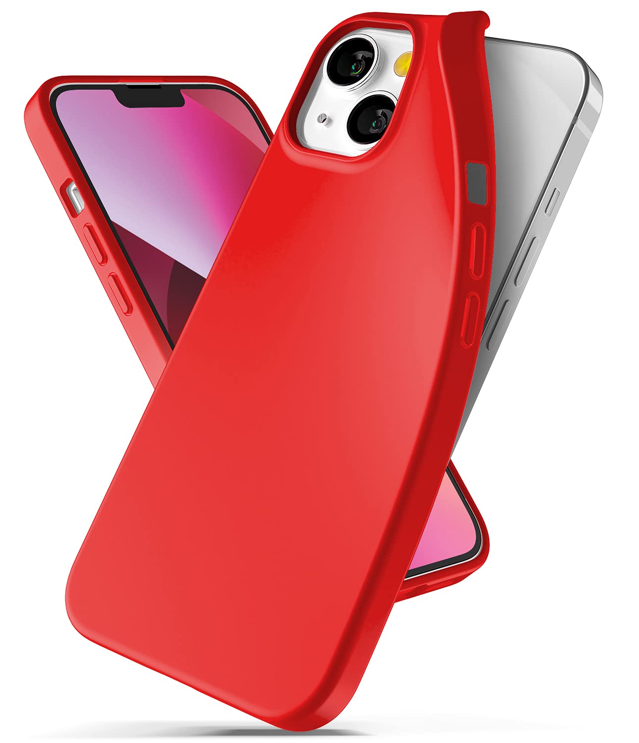 GOOSPERY Soft Feeling Jelly Compatible with iPhone 13 Mini Case, Silky Texture Rich & Vivid Colors Flexible TPU Protective Phone Cover (Red)