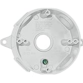 SIGMA ENGINEERED SOLUTIONS 143854 Round Metal Electrical Outlet Box, Weatherproof, Easy Mount, White, (5) 1/2-Inch Holes