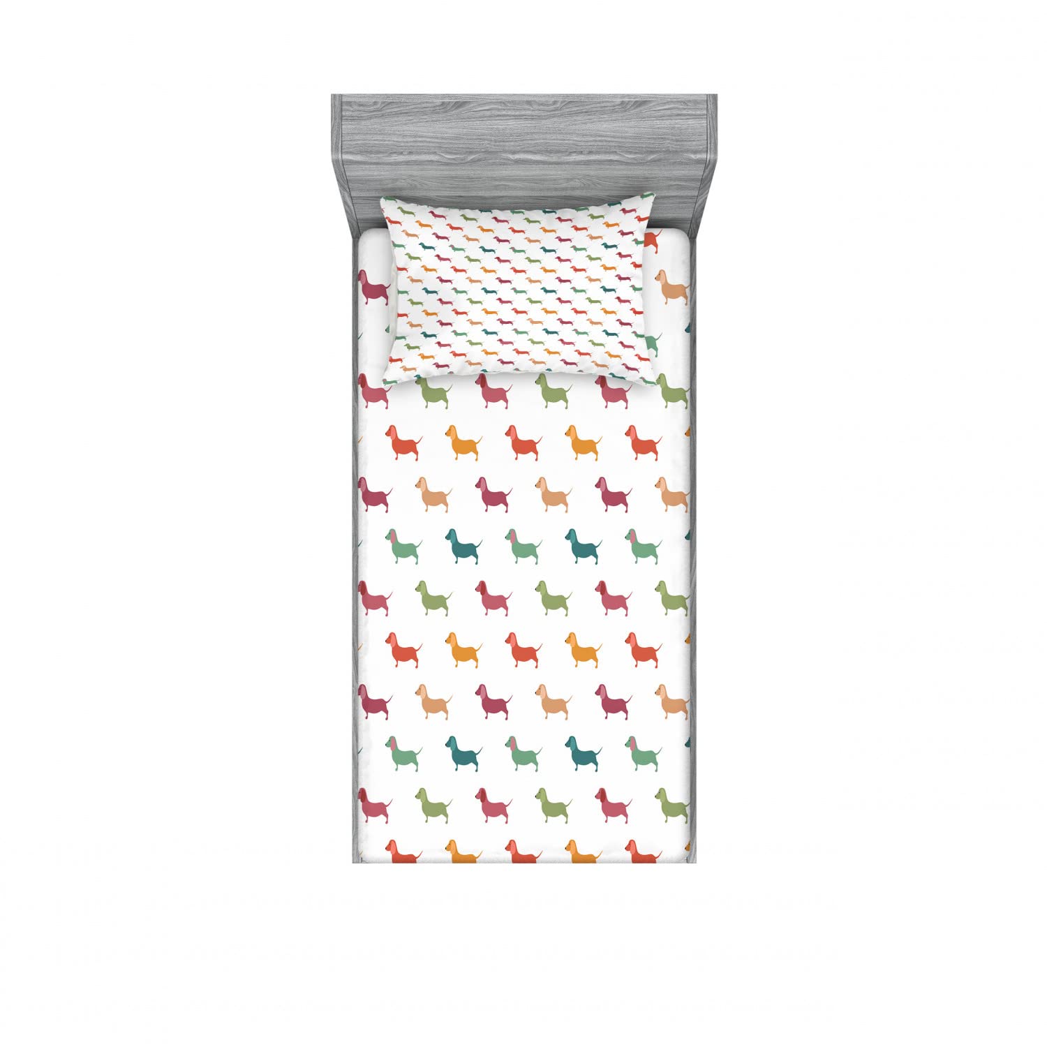 Ambesonne Scottie Dog Fitted Sheet & Pillow Sham