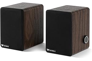 Victrola M1 Monitors – Powered Bookshelf Monitor Speakers, Bluetooth Wireless Streaming, Premium Stereo Sound, Pairs with Premiere T1 & More, RCA & Aux Input, Multi-Device Pairing (Black)