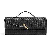 JYG Woven Handbag for Women Fashion Evening Shoulder Bag PU Leather Handmade Clutch Purse Casual Crossbody Bags 2024