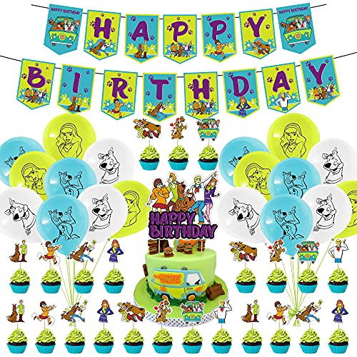 44 Pcs Scooby Doo Theme Birthday Party Decorations,Party Supply Set for