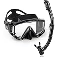 Adult Pano 3 Scuba Diving Mask, Tempered Glass Snorkel Mask Anti-Fog Swim Mask No Leakage Swim Goggles with Nose Cover Snorkeling Gear for Snorkeling, Freediving, Swimming