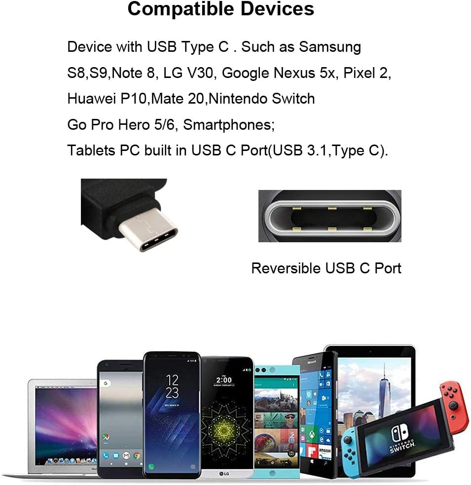 LoongGate Angled USB C Cables, Nylon Braided 90 Degree USB Type C to Type A - 1M(3.2ft) - Black, 1 Meters Type-C - Image 3