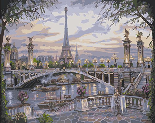 Kit Peinture Par Numéros Tour Eiffel - Toile Déjà Tendue Avec Chevalet - DIY Décoratif 20x30cm Pour Adultes Débutants