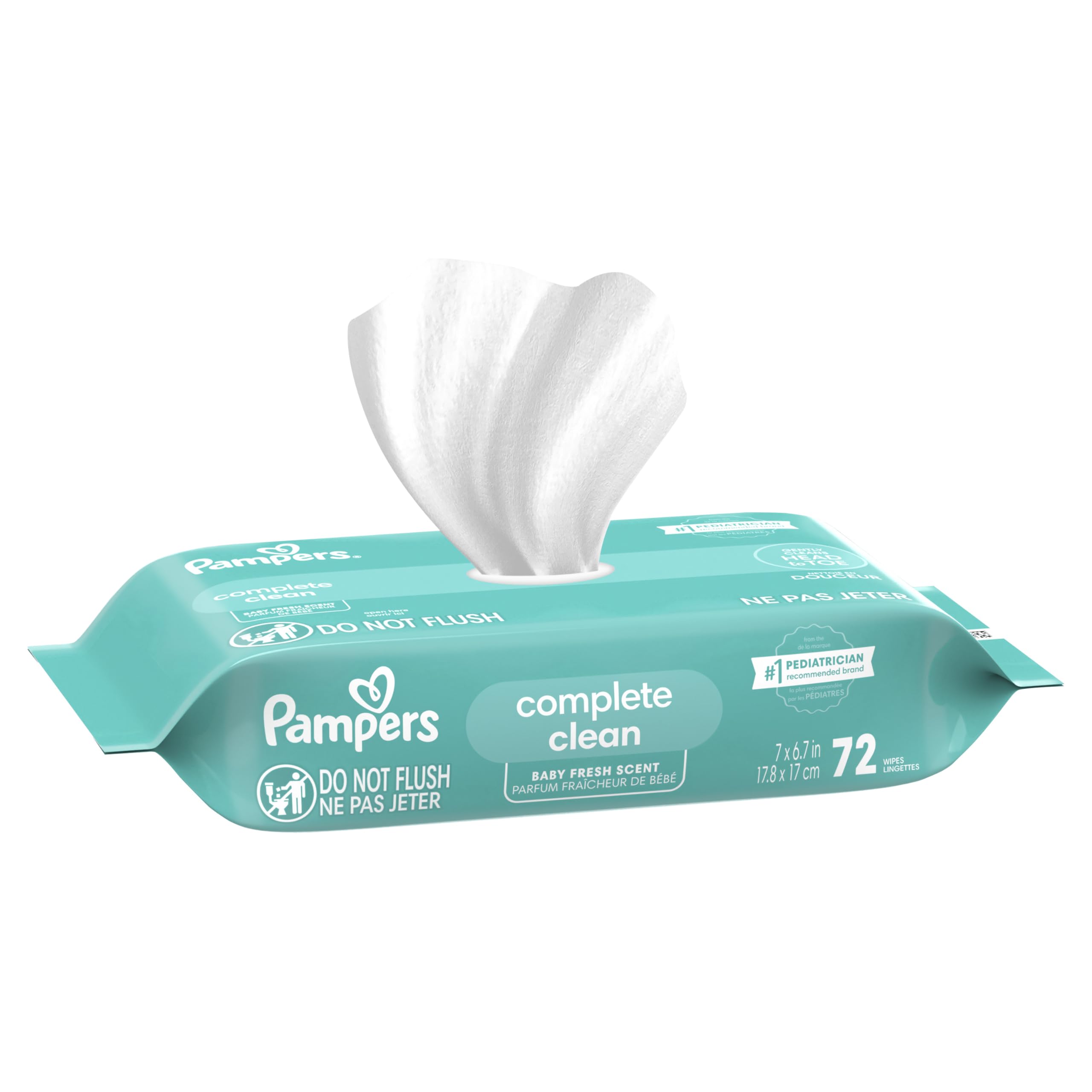 Pampers Baby Wipes, Complete Clean Baby Fresh Scented Wipe, Gently Cleans Head to Toe, 864 Total (12 Flip-Top Packs)