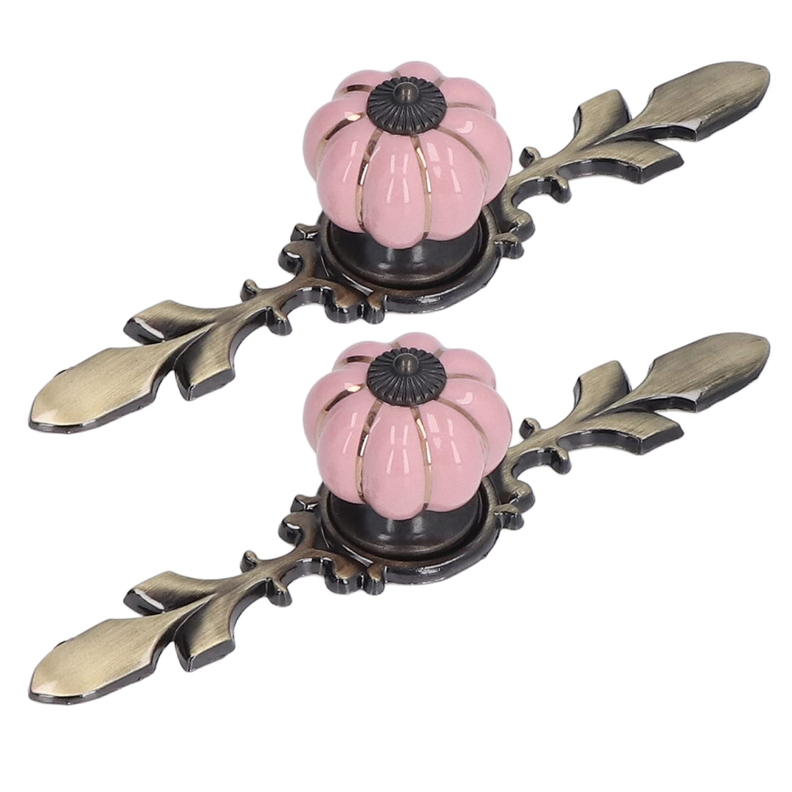 HERCHR Pumpkin Ceramic Knobs 2 Pack with Screws Gasket Cabinet Pumpkin Door Drawer Knobs Cabinet Door Pull Handle for Wardrobe Furniture Hardware Kitchen Cupboard Drawer