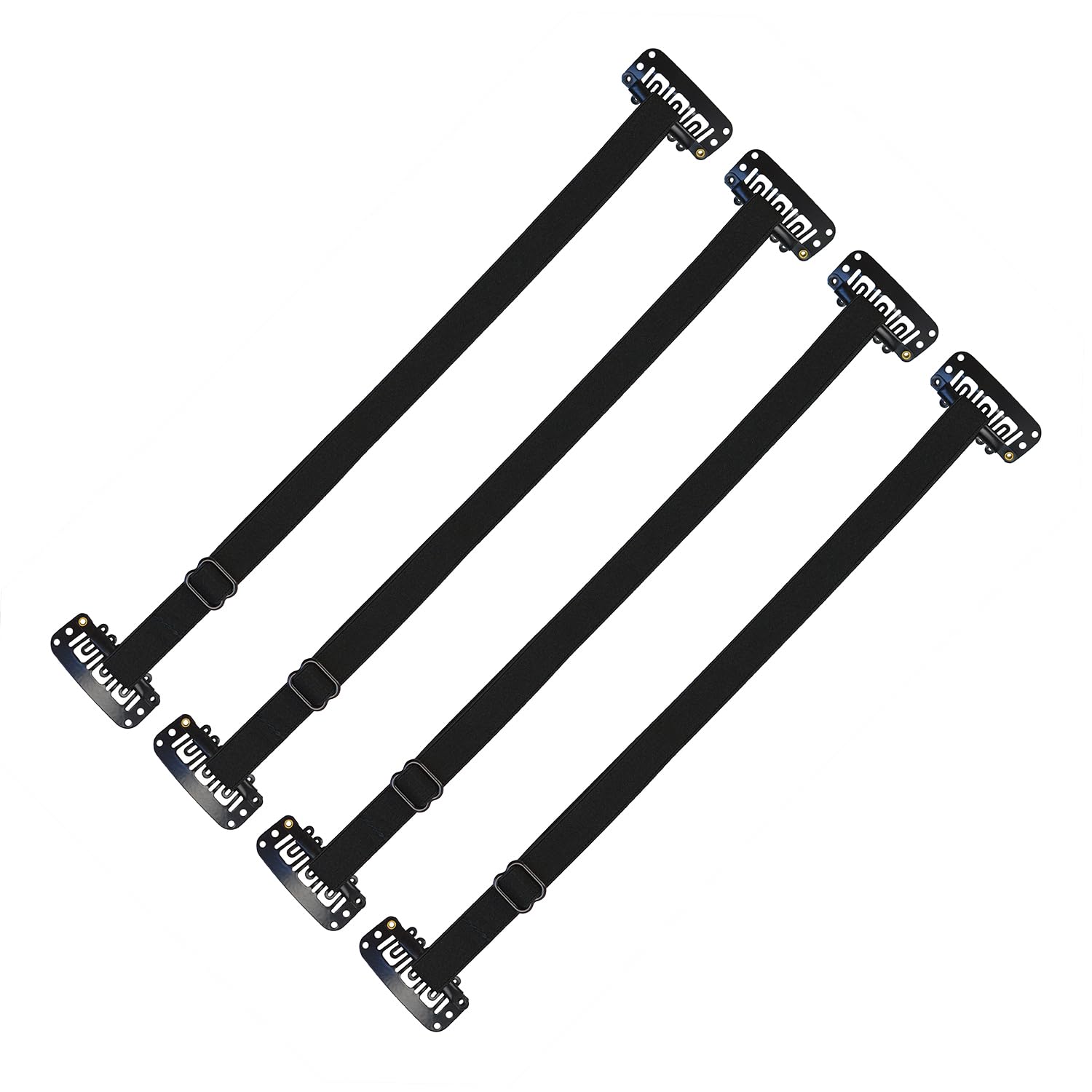 4 Pcs Face Lift Bands Adjustable Elastic Eyelids Lift Straps with Clips for Face Shaping (24cm Black Single Bands)